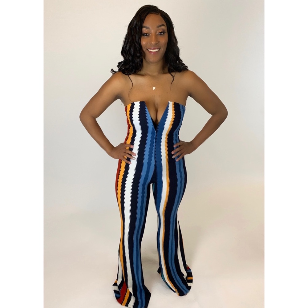 Colorful bell bottom jumpsuit
